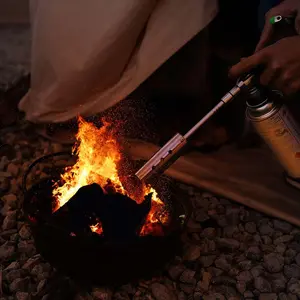 Outdoor camping igniter, barbecue igniter, high-power gas canister with extended nozzle, blowtorch, igniter, powerful flame gun Windproof Butane Refillable Picnic Cooker