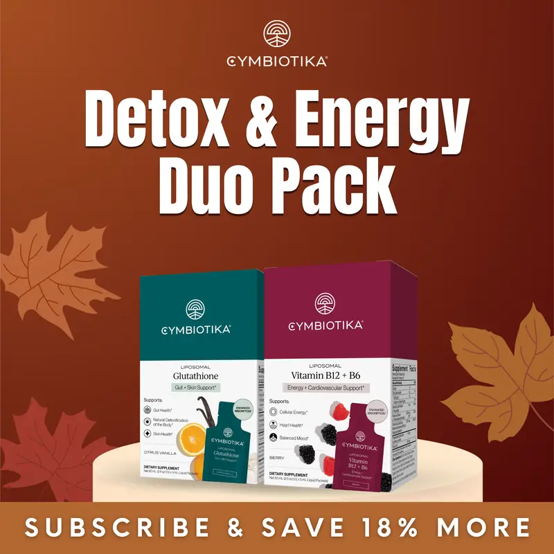 Detox & Energy Duo Pack | 12*2 Packets | Liposomal Glutathione + Vitamin B12 & B6 | Antioxidant Detox, Skin Brightening & Sustained Energy | Methylated B Vitamins & Master Antioxidant Blend