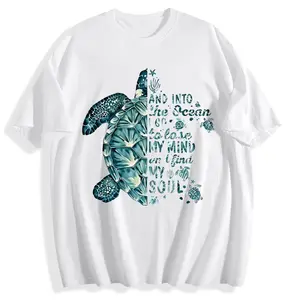 Save The Turtles Script Tee | Recycled Ocean Plastic Ink | Organic Cotton with Seaweed Fiber - Beach Cleanup Certified