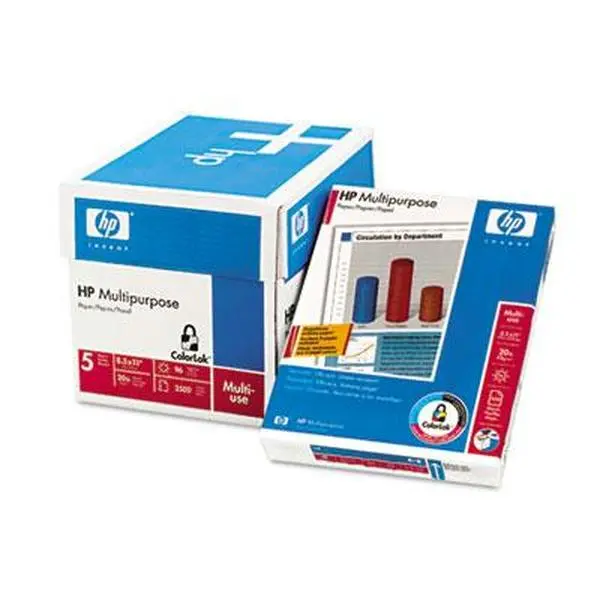 HP Multipurpose Office Paper, 20lb Wood Fiber Sheets, High Contrast, Extra Bright and White, Certified Managed Forest, 2500 Sheets per Unit, for Everyday Printing, Copier/Fax Use