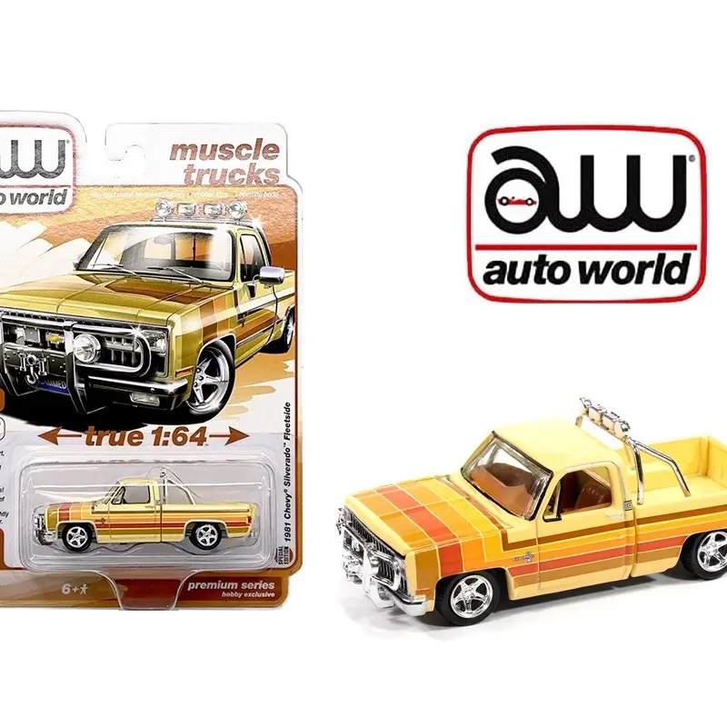 Auto World 1:64 1981 Chevrolet Silverado Fleetside Custom Lowered – Beige – Hobby Exclusives Limited Edition