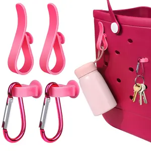 Inserts Hooks Accessories for Bogg Bag Charms Key Holder Carabiner Bags Pouch Earphone Tassel Keychain Attachment Compatible with Simply Southern Rubber Beach -Red