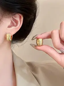 Elegant U-Shaped Ear Cuff Set, Geometric Metal Earrings for Women, Casual Daily Commute Jewelry, Small and Stylish Copper Ear Rings, All Seasons