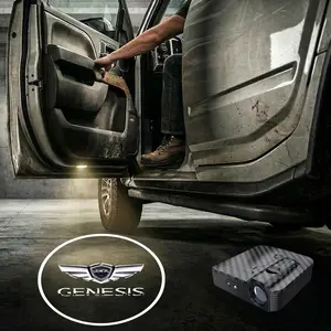 2 pcs Carbon Fibre Car Door Lights for Genesis, Car Decorative Light, Car Light Embellishments, Door Logo Projector Welcome Light, Personalized Door Projection Light with Logo (Batteries Not Included)