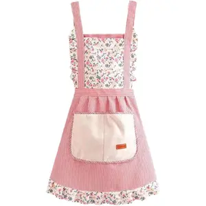 Women's Floral Apron with Big Pocket for Cooking & Baking Soft Chef Aprons for Kitchen Canvas Material Comfortable Practical Design Abrasive Resistant Home & Restaurant Use - Cover outdoorfun