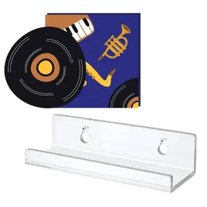 2/4 Pcs Wall-Mounted Acrylic Record Holders, 12-Inch Nail Polish Display Rack, Magazine Book Newspaper Holder, Floating Shelf Set Organizer