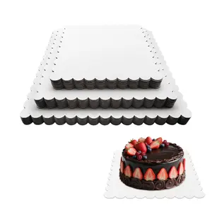 30 Pcs 8+10+12 inch White Square Cake Boards, 10 of Each Size, Food-Graded Cardboard, Waterproof and Oil-Proof, Sturdy Corrugated, Ideal for Baking, Cake DIY, Dessert and Craftin