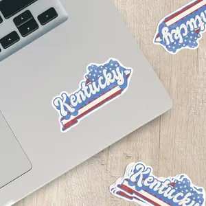 Kentucky State Sticker with American Flag Background | Weatherproof Vinyl Decal