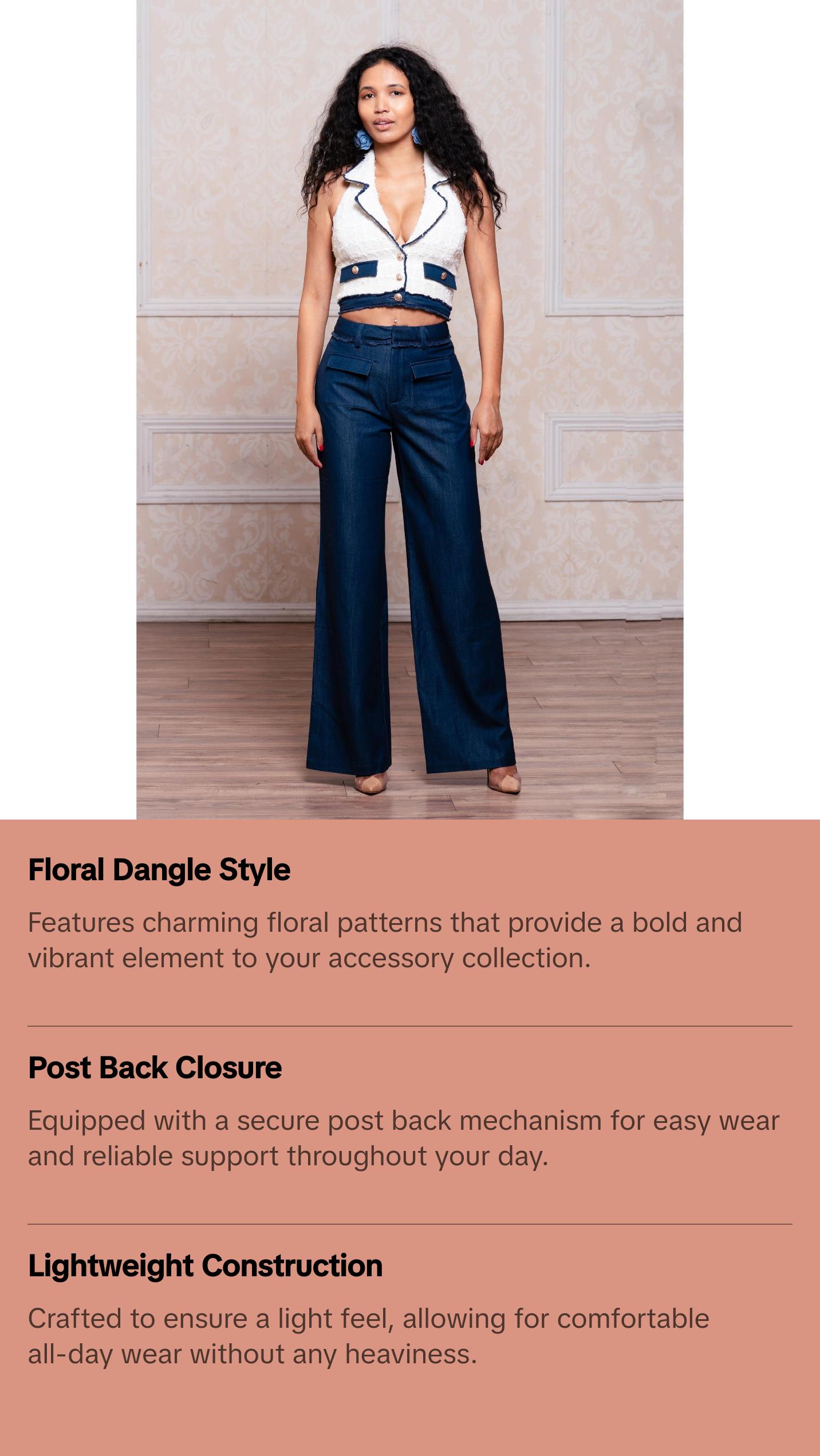 Denim Floral Earrings