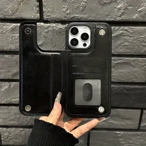 Minimalist iPhone Wallet Case - Practical Leather Design for iPhone 17/16/15 Pro Max 14 Plus/13/12/11 Pro Air