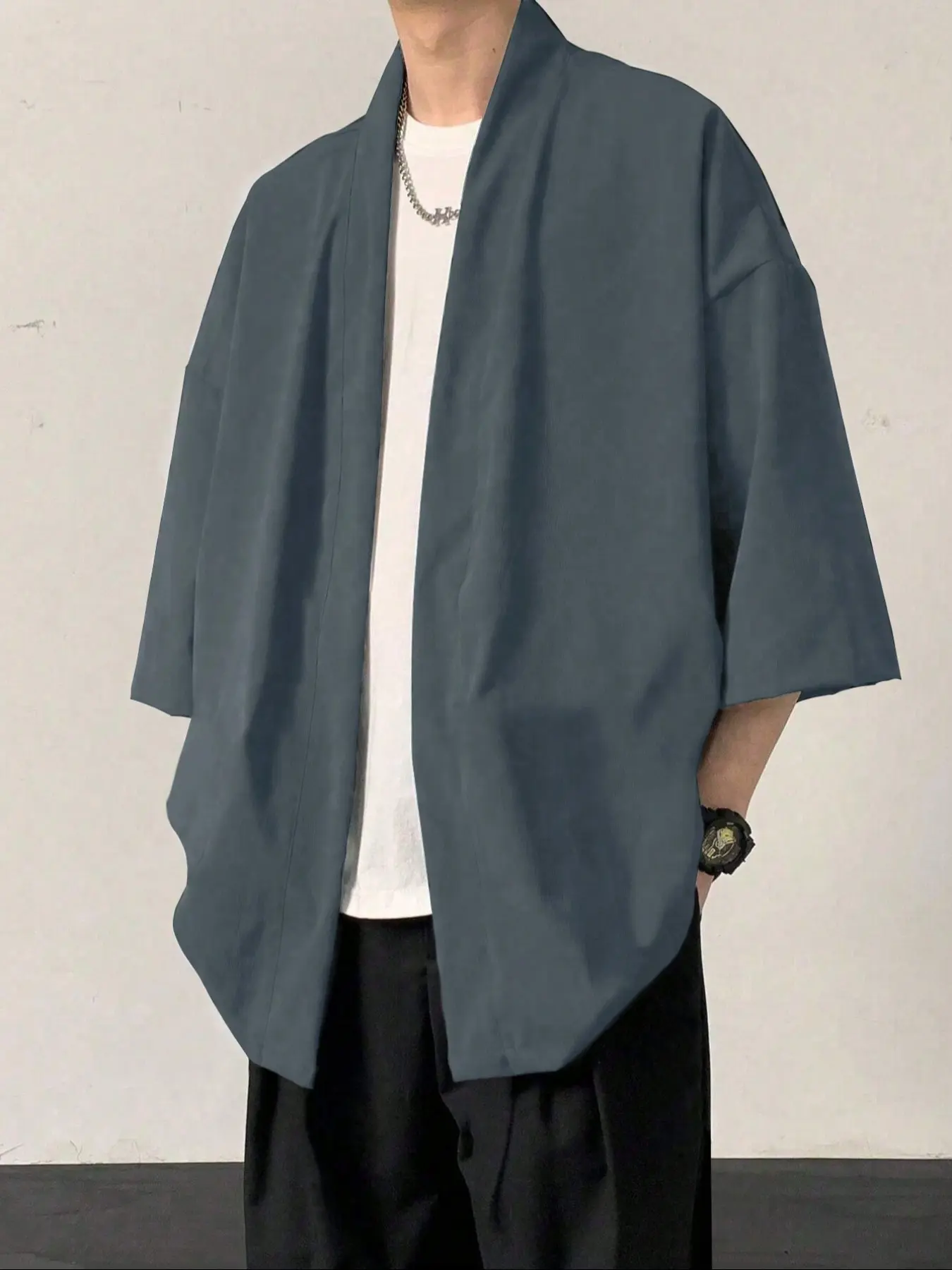 Men's Solid Color Plain Minimalist Vintage Cardigan, Basic Spring & Fall Knitwear, Perfect Pairing with Shirts or High Neck Tops, Ideal for Casual Menswear Outfits