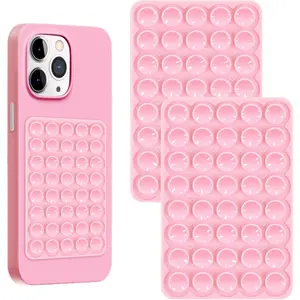 2 count  Sticky Phone Grip, Adhesive Suction Cup Phone Case Mount, Phone Grip with  Suction for Cellphone, Non Slip Hands-Free Phone Accessories Holder for Selfies and Videos,Light Pink