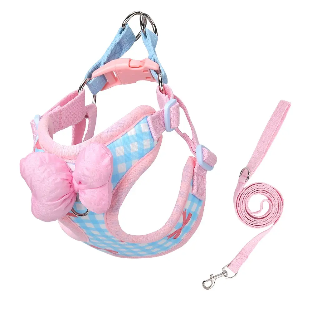 Pet Harness Dog Leash with Bowknot Design, Harness And Leash Set, Puppy Harness And Leash, Korean Style Puppy Chest Strap, Anti-Sudden Pull Dog Rope, Specialized Pet Gear