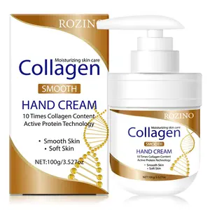 ROZINO Collagen Smooth Hand Cream 100ml - Soothing Hydrating Plant Lotion for Dry Cracked Skin with Active Protein Technology & 10 Times Collagen Content - Moisture