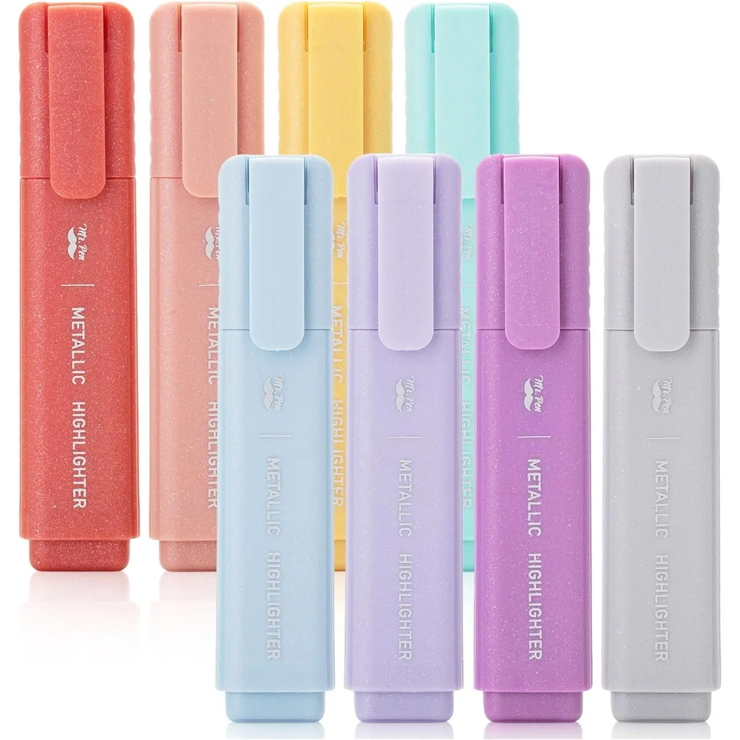 Glitter Highlighters, 8 Pack, Metallic Colors, Chisel Tip, Aesthetic & Cute Highlighters for School, Journaling & Crafts Glitter Highlighters, 8 Pack, Metallic Colors, Chisel Tip, Aesthetic & Cute Highlighters for School, Journaling & Crafts