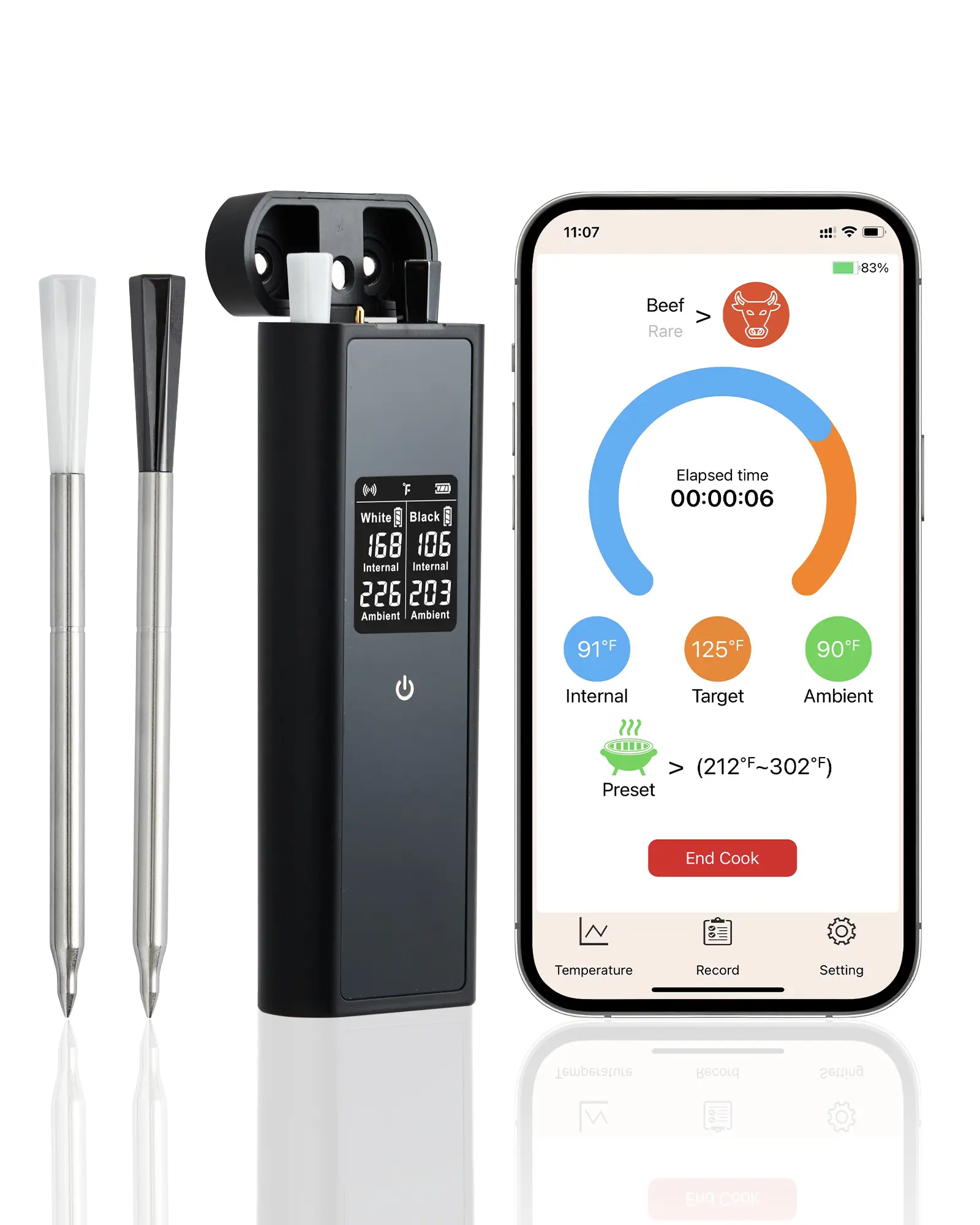 Smart Wireless Meat Thermometer Digital, Advanced Bluetooth Food Thermometer for Cooking, IP67, Real-Time Monitoring & Smart Alerts with APP for BBQ, Grill, Oven, Smoker, Kitchen Gifts