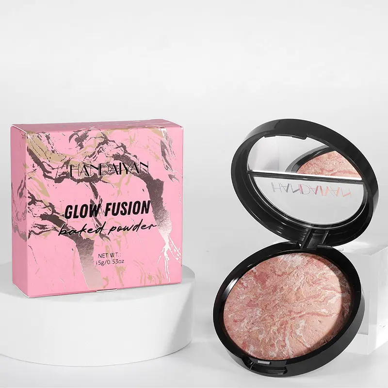 Handaiyan Highlighter Contour Setting Powder Compact, Face Powder, Pearl Oil Control Baked Loose Powder, Matte Makeup Finish, Makeup Concealer Foundation, Single Pack, Beauty Makeup Products
