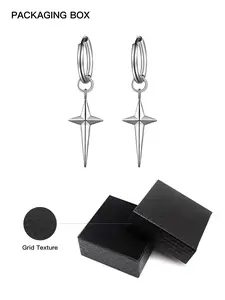 2-Piece Stainless Steel Cross Pendant Hoop Earrings for Men and Women, Trendy Hip Hop Fashion Jewelry for Everyday and Special Occasions, Versatile Accessories to Enhance Any