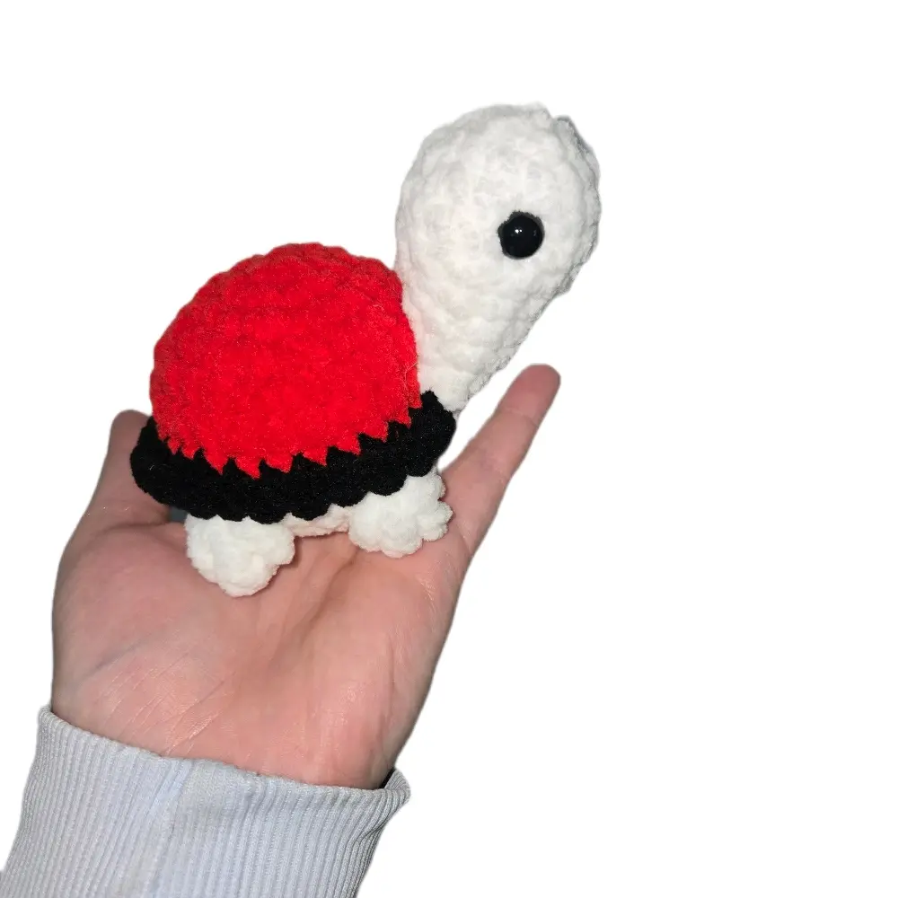 Crochet Pokemon Tofu Turtle - Red & Black Design, Soft Plush Toy, Ideal for Collectors and Fans of Pokemon