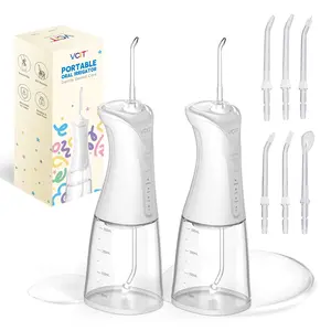 VCIT Water Flosser for Braces - 350ML Cordless Portable Oral Irrigator with 4 Modes & IPX7 Waterproof for Kids and Adults, Travel & Shower Use（White）