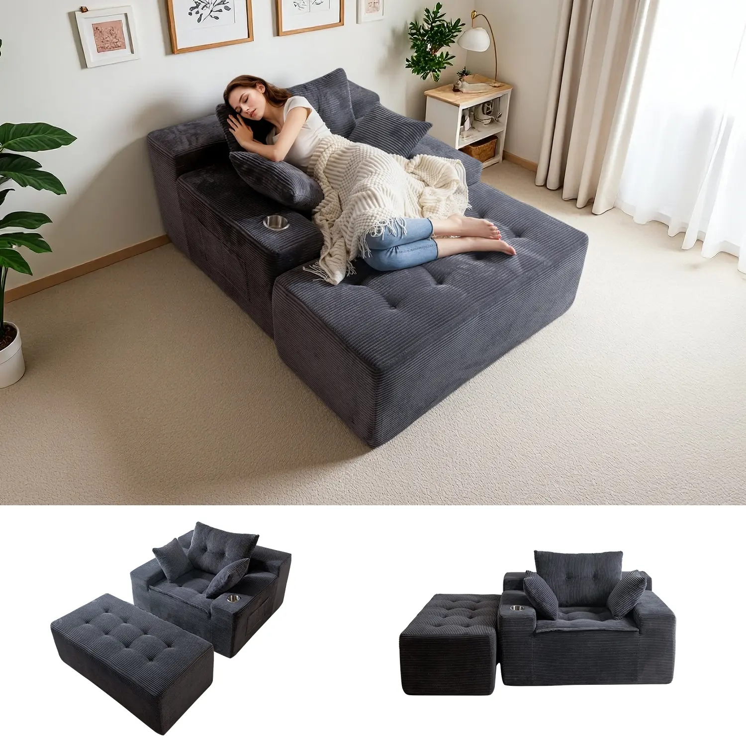 Dark Grey (Corded Fabric)