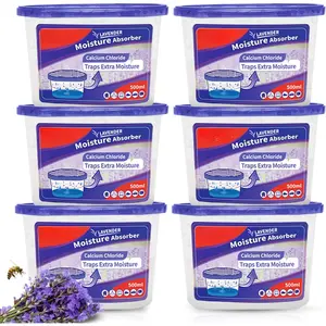 Moisture Absorbers 6 pack, 10.5Oz Portable Humidity Absorber Boxes for Your Bathroom, Closet & Car, Dehumidifier with Lavender Fragrance, Purple