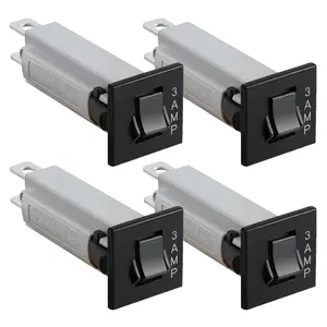 4-Pack W28-XQ1A-3  Circuit Breaker Fuse,3 Amp 125/250V AC & 32V DC, Push-Reset, Snap-in Mount for HVAC, Automotive and Appliances