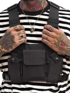 Hip-Hop Tactical Chest Rig Vest, Universal Hands-Free Walkie-Talkie Harness, Two-Way Radio Front Pack Pouch, Hip Hop/harness Bag