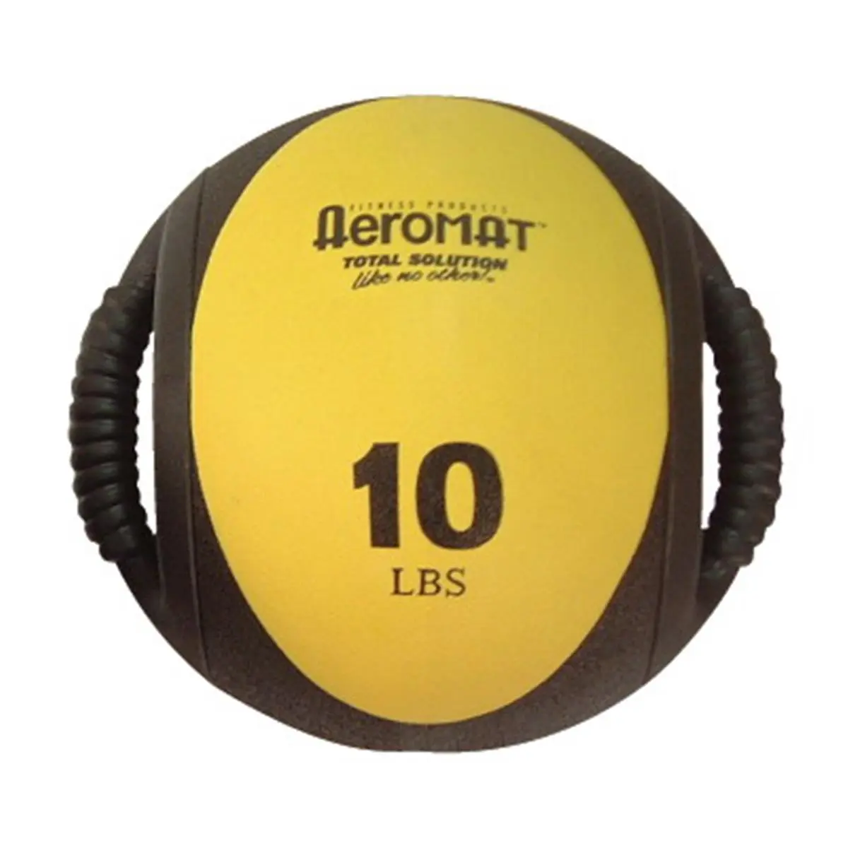 Aeromat Power Medicine Ball with Dual Grip Patent Handle - Diameter 9", Black-Yellow, for Core Workouts, Strength & Fitness Training