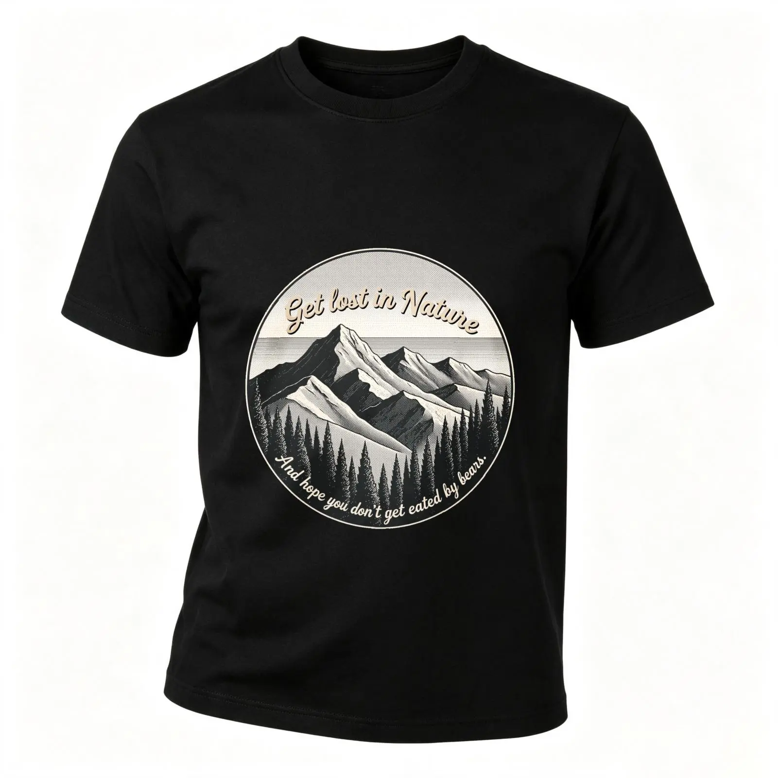Carpesun Vintage Outdoor Adventure T Shirt Get Lost In Nature Mountain Forest Graphic Print Cotton Casual Hiking Camping Unisex Gift For Men Women Travelers Nature Lovers
