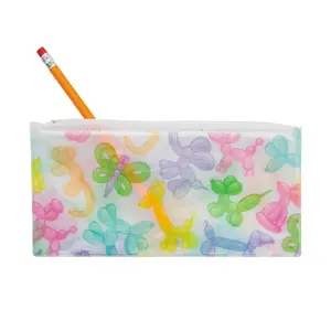 8 1/2" x 4" Balloon Animal Multicolor Vinyl Pencil Cases – 12 Pc.