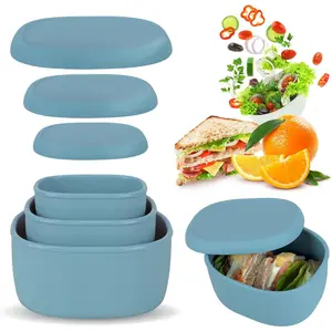 Anatole Silicone Food Storage Lunch Bento Box  Reusable Nesting Containers with Lids Free Dishwasher Microwave Oven Freezer Safe Leakproof