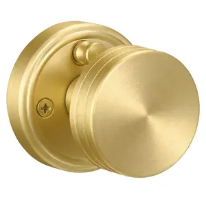 Calzibeno Privacy Brushed Gold/Matte Black/Antique Brass Door Knobs Heavy Duty Zinc Alloy Round Interior Door Knobs with Lock,for Bathroom & Bedroom, Modern Privacy Lockset with Emergency Release, 1 Pack