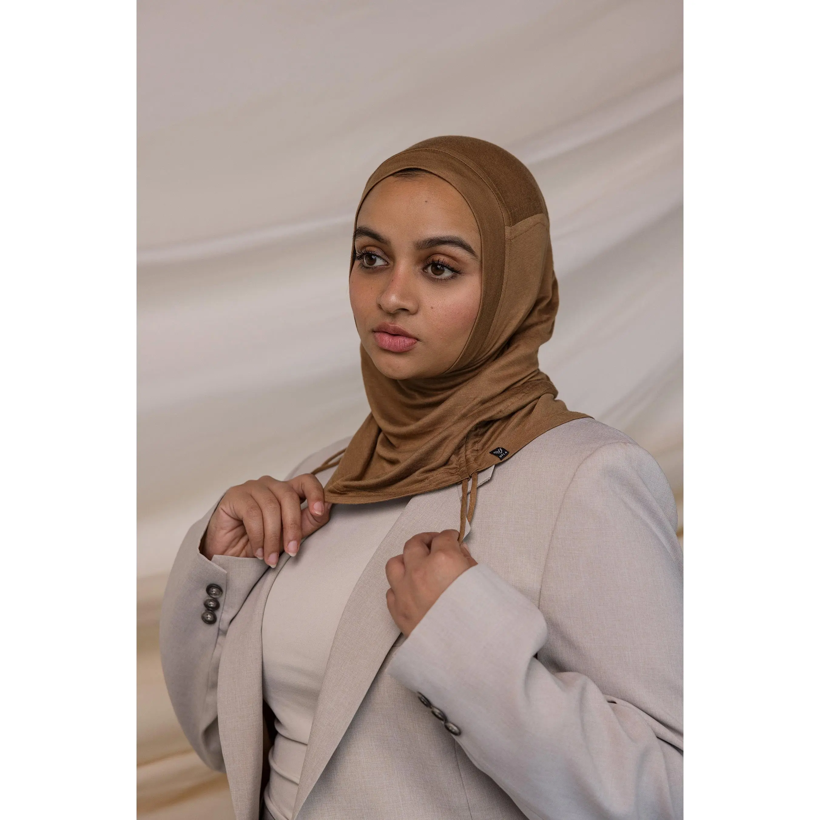 Burnt Sienna Ruching Lite Instant Hijab for Women, Soft 4-Way Stretch Fabric - Breathable & Wrinkle-Resistant for Casual Modesty, Clothes, Elastane, Adults, Soft Modal