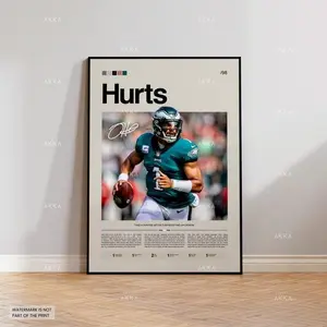 Jalen Hurts Philadelphia Eagles Poster, NFL Football Art Print