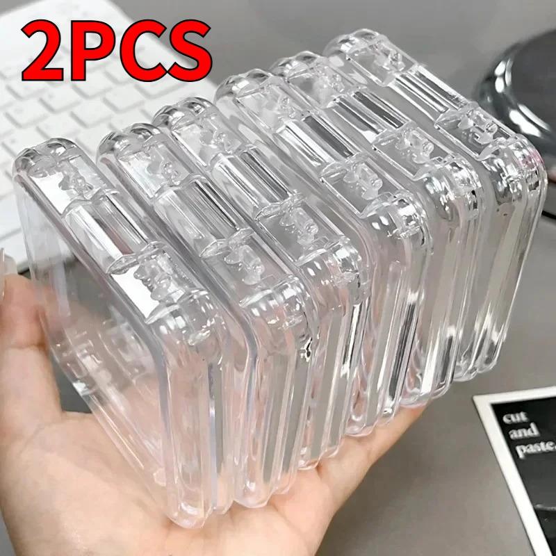 2Pcs Square Nail Storage Box Portable Acrylic Transparent Container Jewelry Earring Rings Bracelet Badge Nail Packaging Case