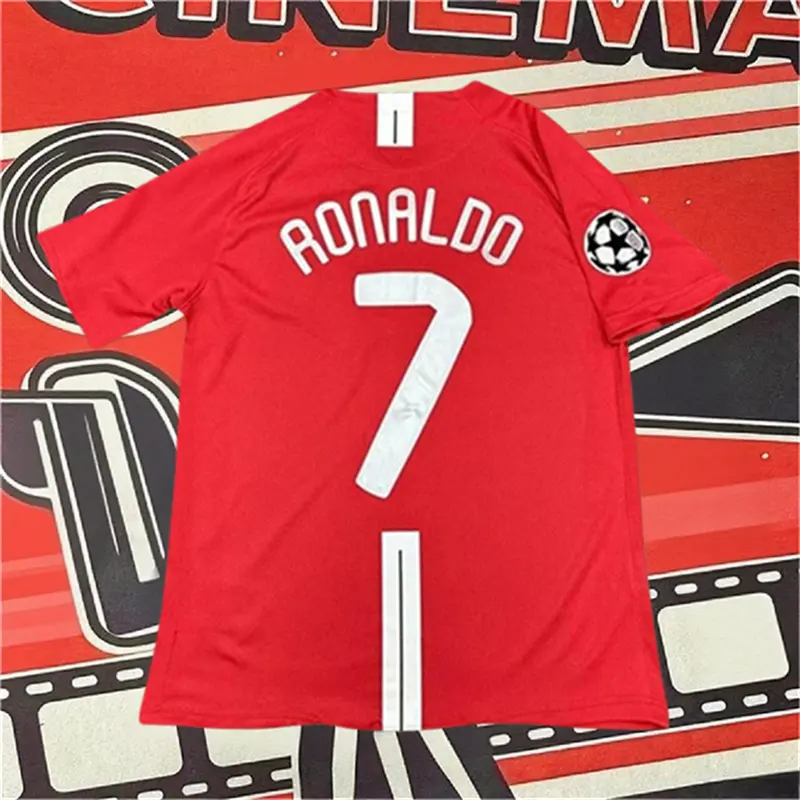 2007 2008 Home Retro red No.7 Ronaldo Short Sleeved Soccer Jersey