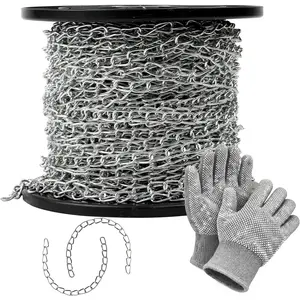 160ft Jack Chain for Hanging, Galvanized Steel Small Chain for Hanging Baskets, Pictures, Bird Feeders, Plants, Lights with Extra Gloves