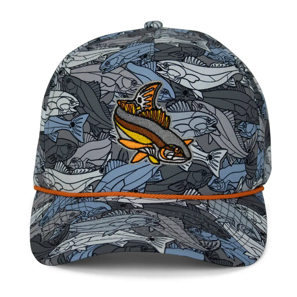 Men's Redfish Graphic Trucker Hat - Micro-Ripstop 5-Panel Rope Style with Breathable Mesh, Adjustable Snapback for American Fit Sizing, Sports & Outdoor Hats, One Size Fits All