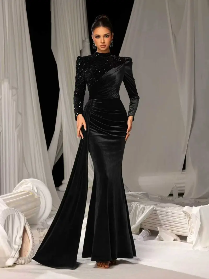 green emerald velvet dress Tuxedo Dress Small