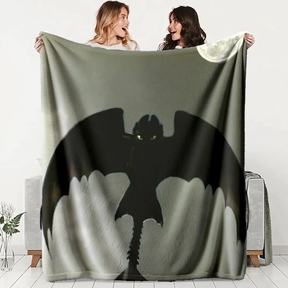 How to Train Your Dragon Toothless Flannel Blanket, Baby blankets and adult blankets, Soft Lightweight Warm, Perfect for Bed Sofa Office Camping Travel, Multi-Purpose Gift for Birthday Christmas Holiday Home Decor birthday gift