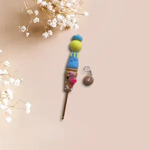 Polymer clay Beach flamingo crochet hook / flamingo shell crochet hook / clay colorful flamingo beach summer crochet hook knitting accessory