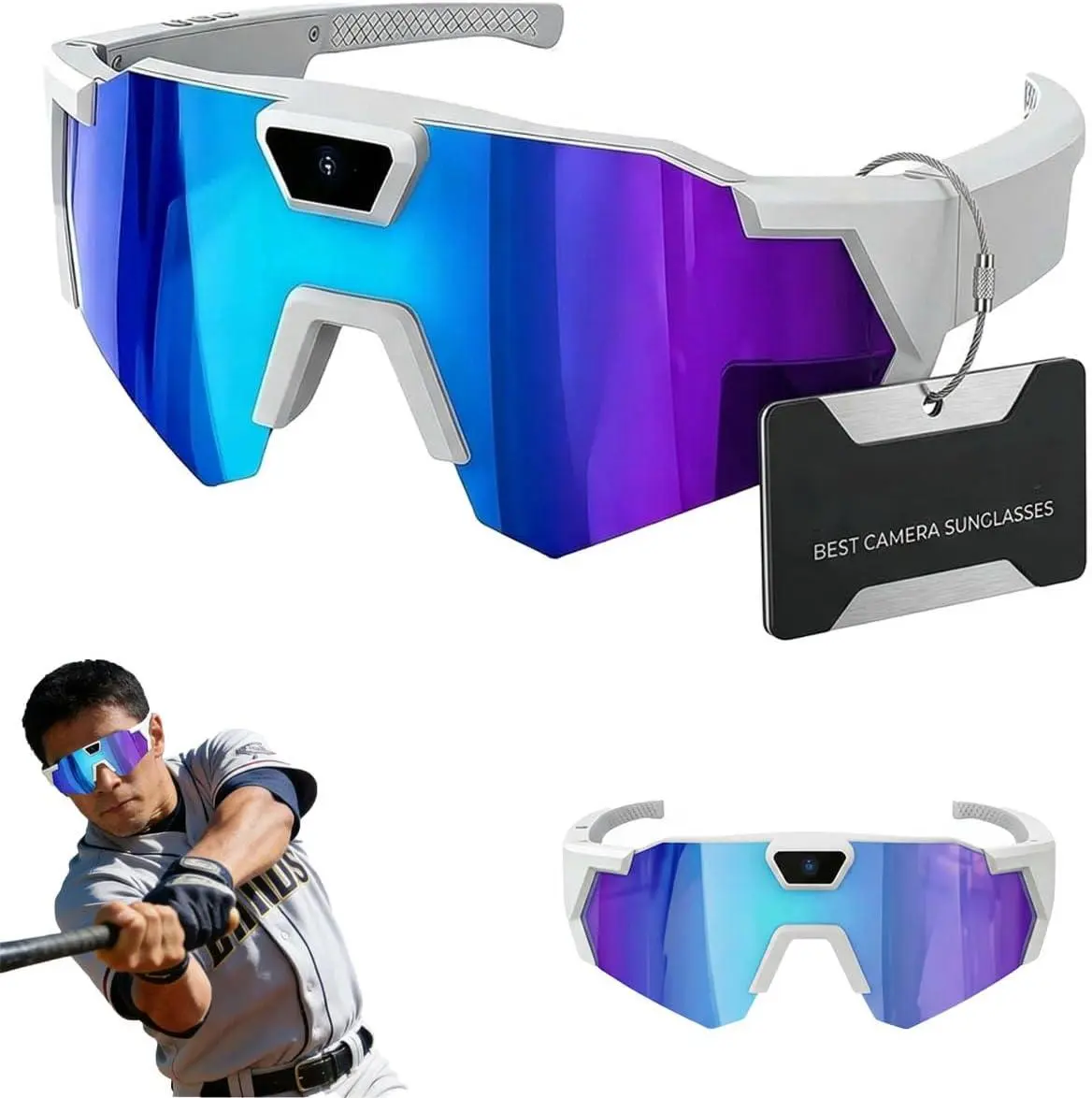 POV Glasses 4K Baseball Sunglasses Camera Smart Men Women Video Action 2026 Upgrade Eyeglasses Running Style Meets Function Sports Cycling Hiking HD (Blue)