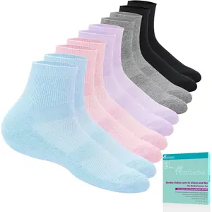 Diabetic Socks for Women Men,5 Pairs Bamboo Viscose Non Binding Diabetic Ankle Socks,Wide Seamless Socks 6-9 9-12 Menswear Vibe