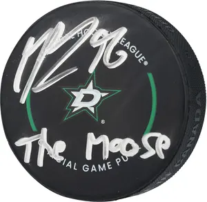 Mikko Rantanen Dallas Stars Autographed Official Game Puck with "The Moose" Inscription - Fanatics Authentic Certified