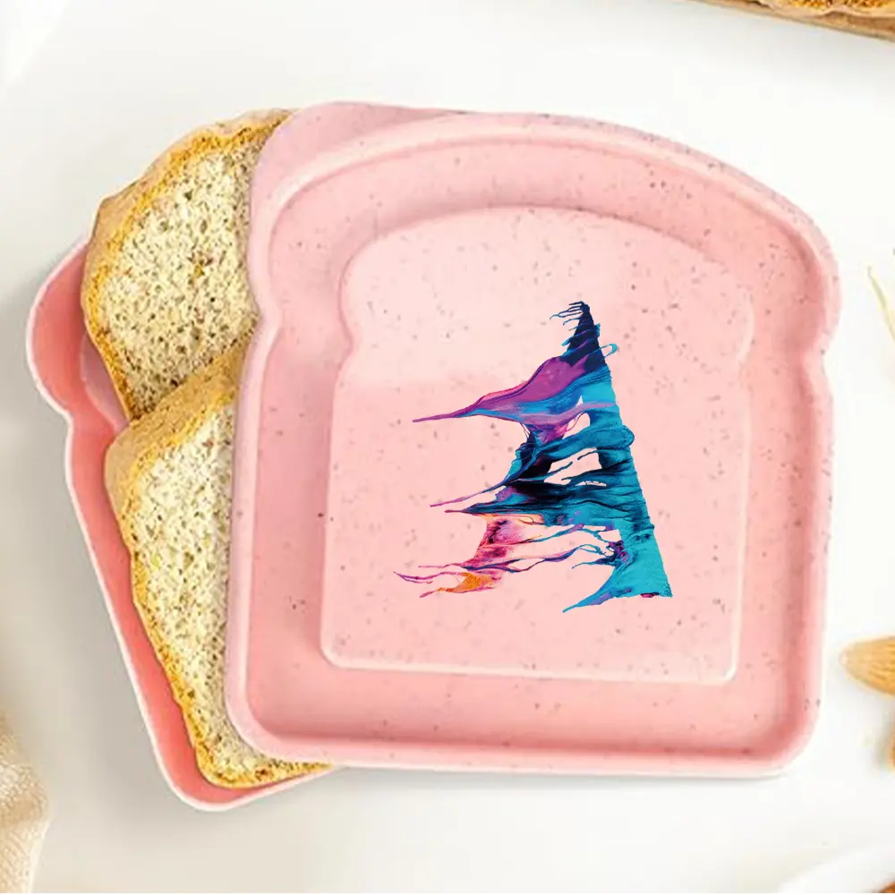 Student Toast-Shaped Bento Box | Large-Capacity Sandwich Container Lunch Box | Dust-Proof for School Breakfasts & Snacks | 26 Letters Paint Pattern | Ideal Back to School Accessory