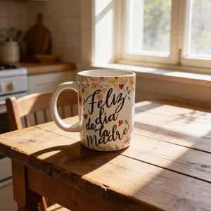 Feliz Día de la Madre Mug - Floral Design with Heart Motifs - Perfect for Mother's Day Gifts - Cozy Kitchenware