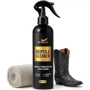 Exotic Leather Cleaner & Conditioner Spray – Cleans, Conditions & Protects Alligator, Crocodile, Snakeskin, Lizard, Ostrich & More – 8oz with Microfiber Cloth – Boots, Shoes, Bags, Belts