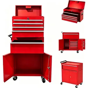Rolling Tool Chest with Wheels, Tool Storage Removable Tool Box Combo, Detachable Large Top Tool Cabinet with Lock, Mechanic Toolbox for Workshop Garage, Tool Chest with Liner