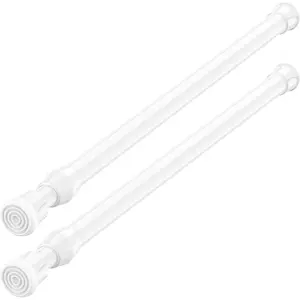 Spring Tension Curtain Rods Short Tension Rod (White,17" to 28"-2Pcs)